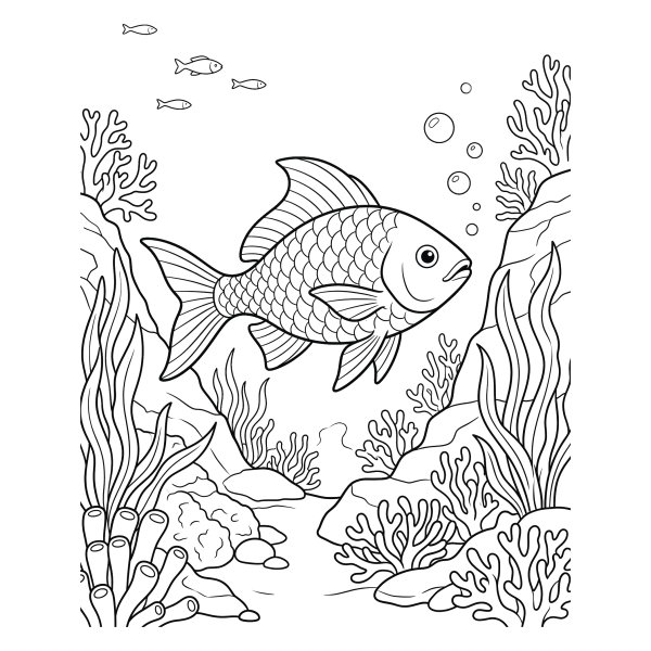 Coloriage Coloriage Poisson dans l'Océan à imprimer