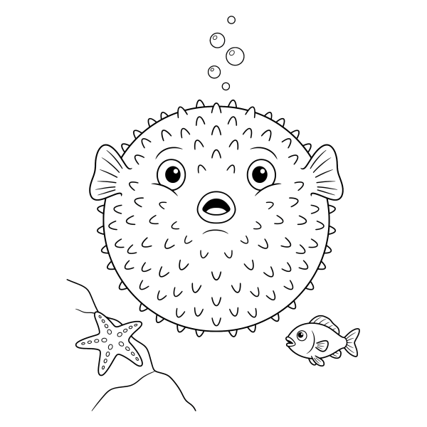 Coloriage Coloriage Poisson-globe à imprimer