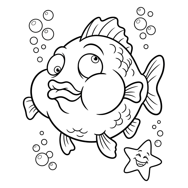 Coloriage Coloriage Poisson Rigolo à imprimer