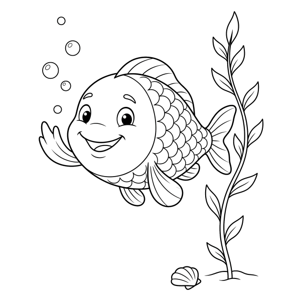 Coloriage Coloriage Poisson Souriant à imprimer