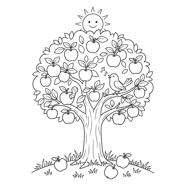 Coloriage Coloriage Pommier à imprimer