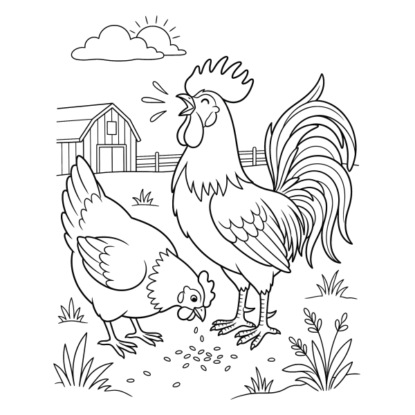 Coloriage Coloriage Poule et Coq à imprimer