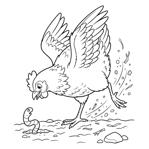 Coloriage Coloriage Poule qui Gratte le Sol à imprimer