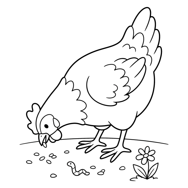 Coloriage Coloriage Poule qui Picore à imprimer