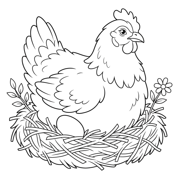 Coloriage Coloriage Poule sur son Nid à imprimer