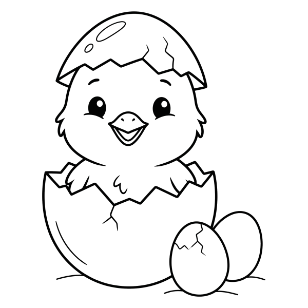 Coloriage Coloriage Poussin qui Sort de sa Coquille à imprimer