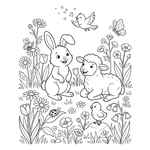 Coloriage Coloriage Printemps Animaux à imprimer