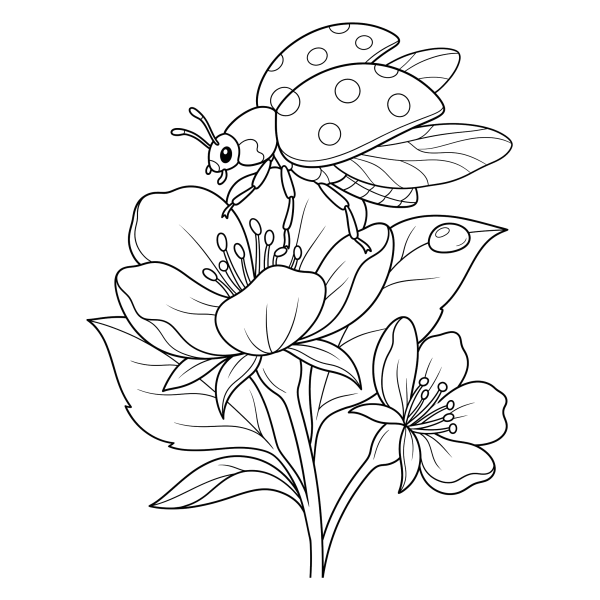 Coloriage Coloriage Printemps Coccinelle à imprimer
