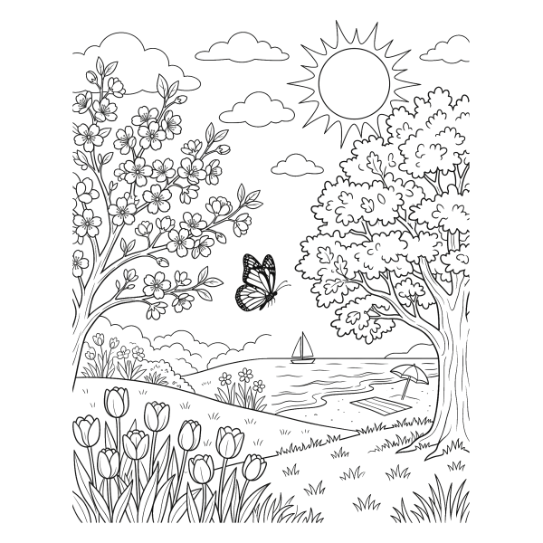 Coloriage Coloriage Printemps Été à imprimer
