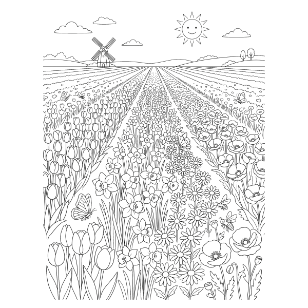 Coloriage Coloriage Printemps Fleurs à imprimer