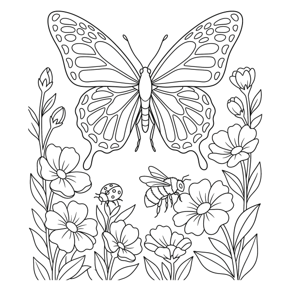 Coloriage Coloriage Printemps Papillon à imprimer