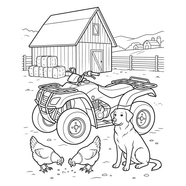 Coloriage Coloriage Quad à la Ferme à imprimer