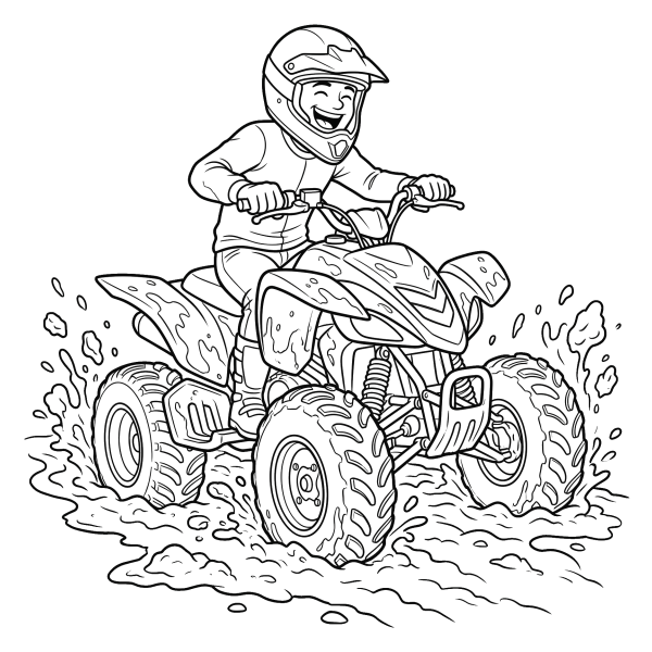 Coloriage Coloriage Quad dans la Boue à imprimer