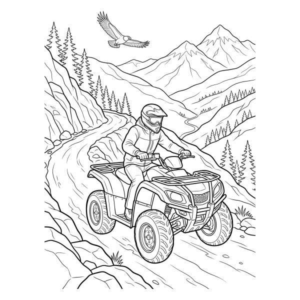 Coloriage Coloriage Quad en Montagne à imprimer