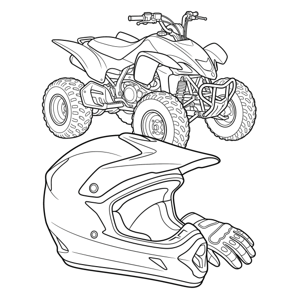 Coloriage Coloriage Quad et Casque à imprimer