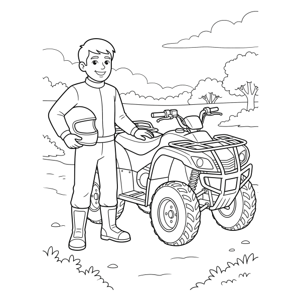 Coloriage Coloriage Quad et Pilote à imprimer