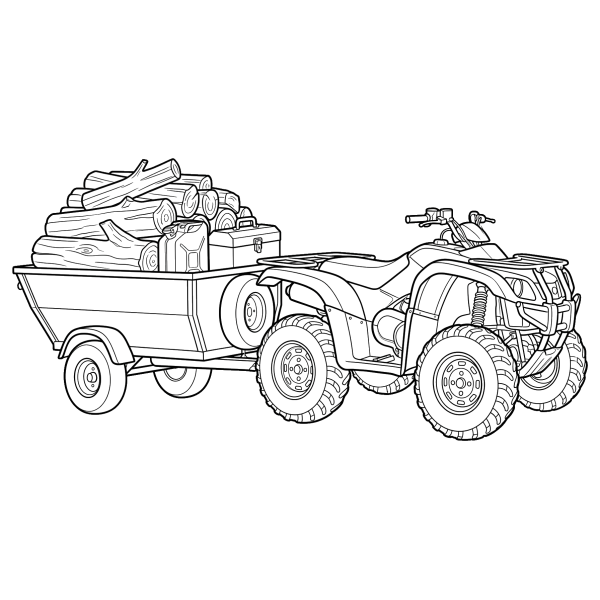 Coloriage Coloriage Quad et Remorque à imprimer