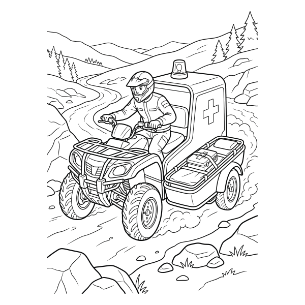 Coloriage Coloriage Quad et Side-car de Secours à imprimer