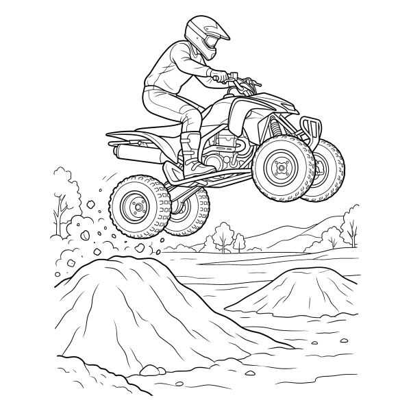 Coloriage Coloriage Quad qui Saute une Bosse à imprimer