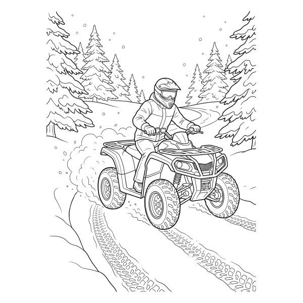 Coloriage Coloriage Quad sur la Neige à imprimer