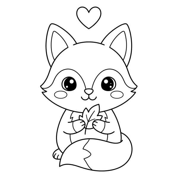 Coloriage Coloriage Renard Kawaii à imprimer