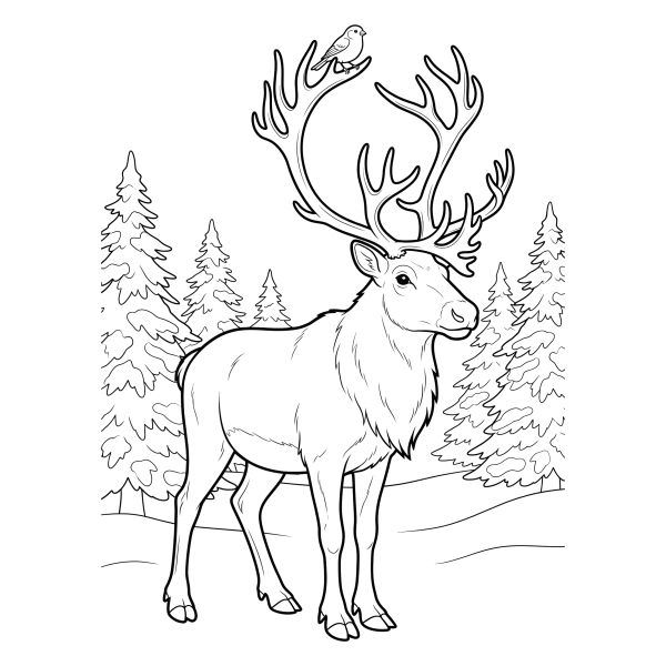 Coloriage Coloriage Renne d'Hiver à imprimer