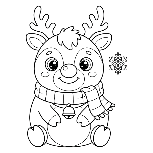Coloriage Coloriage Renne Kawaii à imprimer