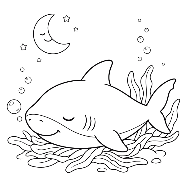 Coloriage Coloriage Requin Endormi à imprimer