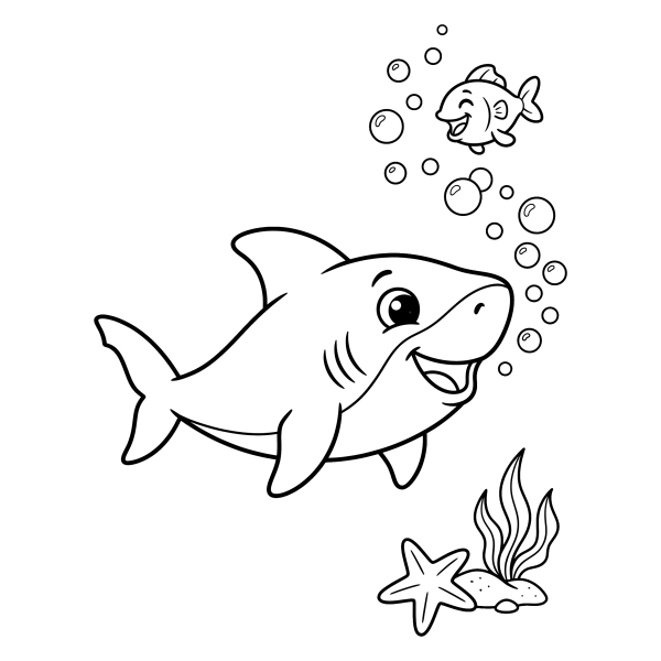 Coloriage Coloriage Requin et Bulles à imprimer