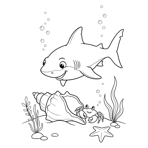 Coloriage Coloriage Requin et Coquillage à imprimer