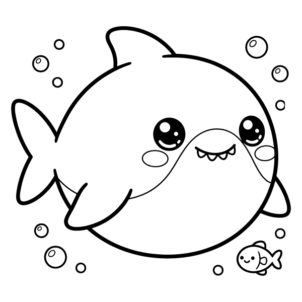 Coloriage Coloriage Requin Kawaii à imprimer