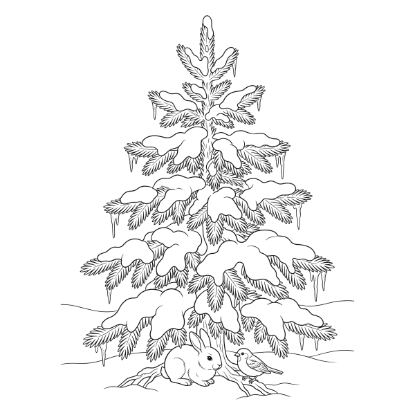 Coloriage Coloriage Sapin sous la Neige à imprimer