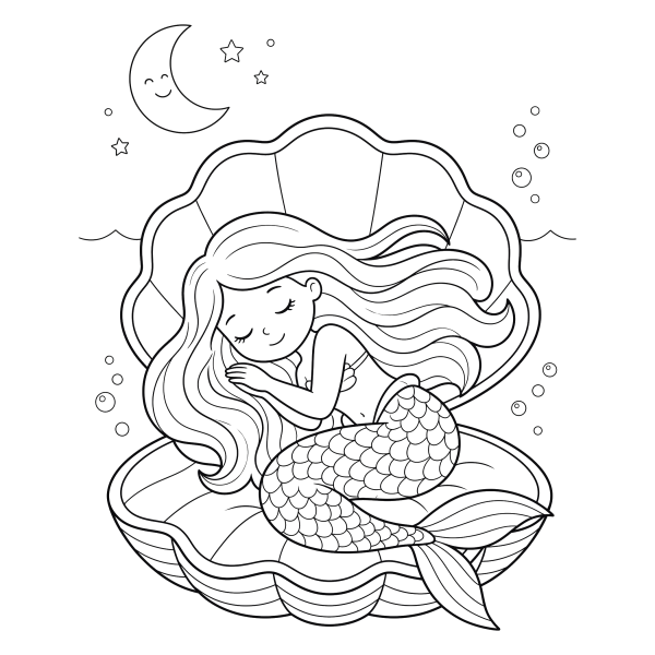 Coloriage Coloriage Sirène Endormie à imprimer