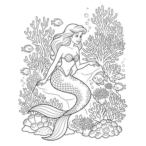 Coloriage Coloriage Sirène et Corail à imprimer