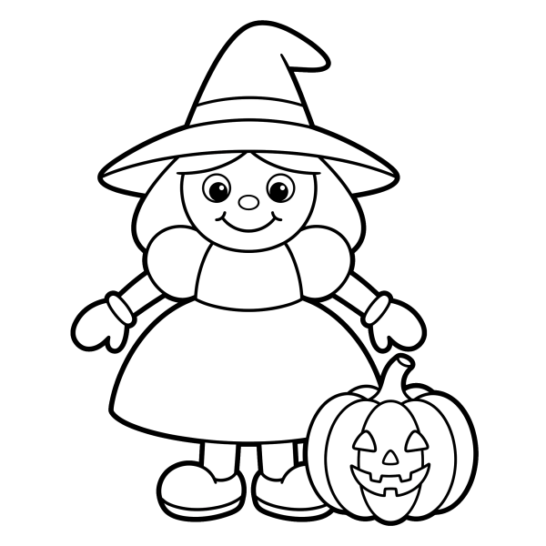 Coloriage Coloriage Sorcière Halloween Maternelle à imprimer