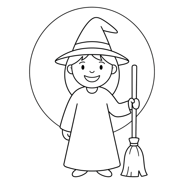 Coloriage Coloriage Sorcière Halloween Simple à imprimer