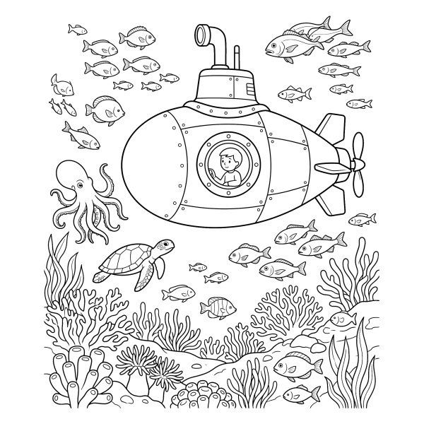 Coloriage Coloriage Sous-marin dans l'Océan à imprimer