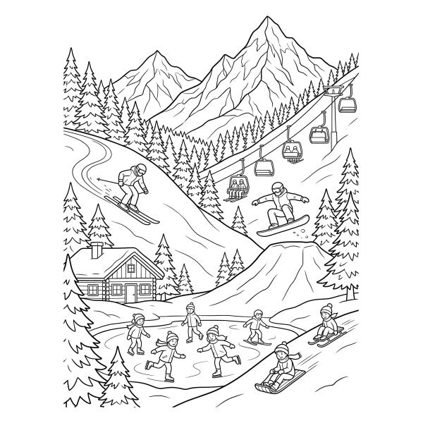 Coloriage Coloriage Sport d'Hiver à imprimer