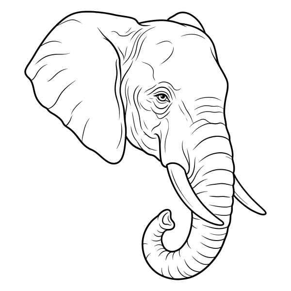 Coloriage Coloriage Tête Éléphant à imprimer