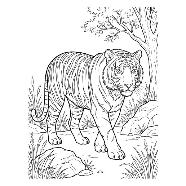 Coloriage Coloriage Tigre du Bengale à imprimer