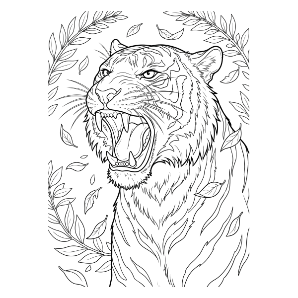Coloriage Coloriage Tigre qui Rugit à imprimer