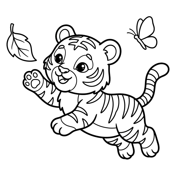 Coloriage Coloriage Tigreau qui Joue à imprimer