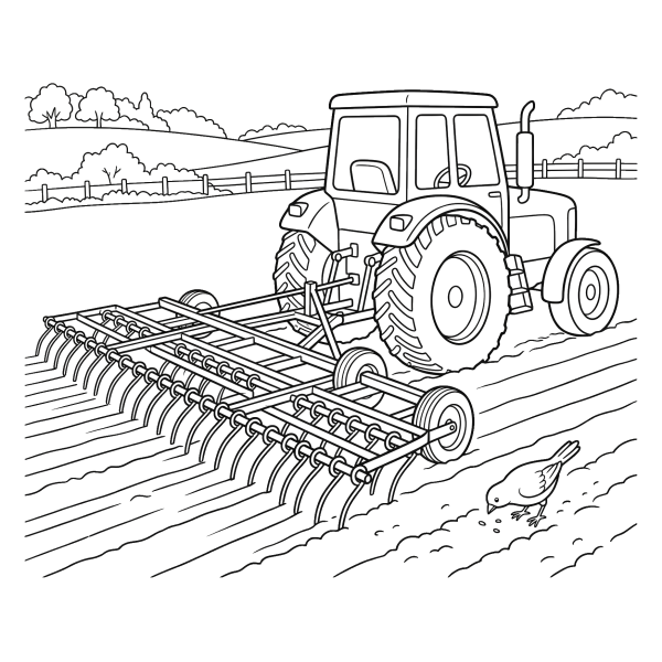 Coloriage Coloriage Tracteur Agricole à imprimer