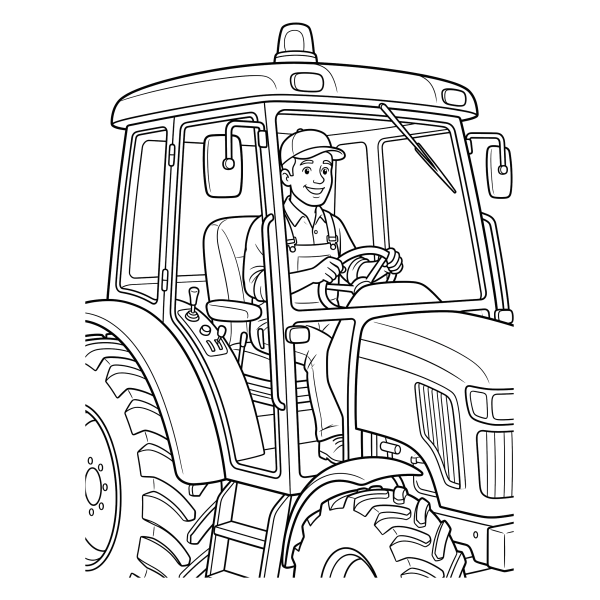 Coloriage Coloriage Tracteur avec Cabine à imprimer