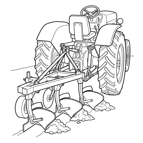 Coloriage Coloriage Tracteur avec Charrue à imprimer