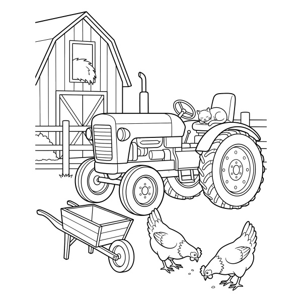 Coloriage Coloriage Tracteur Ferme à imprimer
