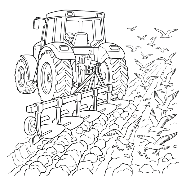 Coloriage Coloriage Tracteur qui Laboure à imprimer