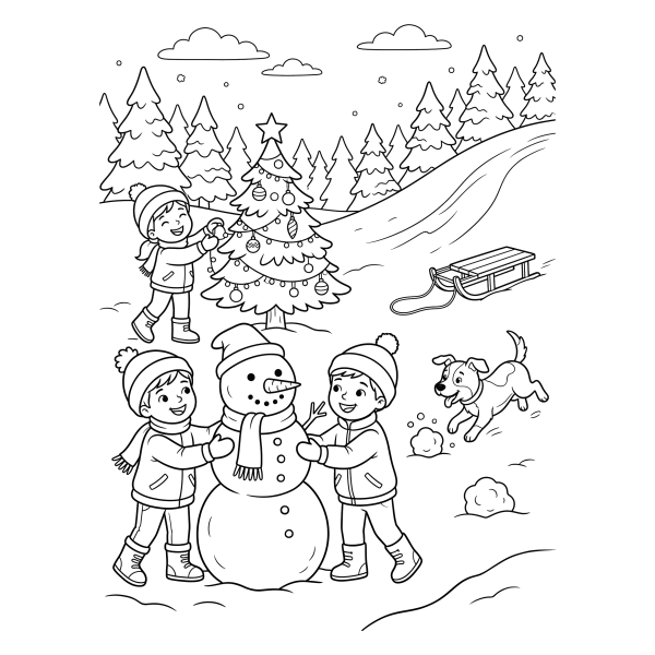 Coloriage Coloriage Vacances Noël à imprimer