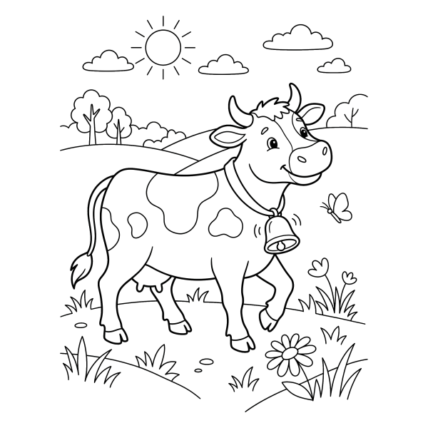 Coloriage Coloriage Vache avec une Cloche à imprimer