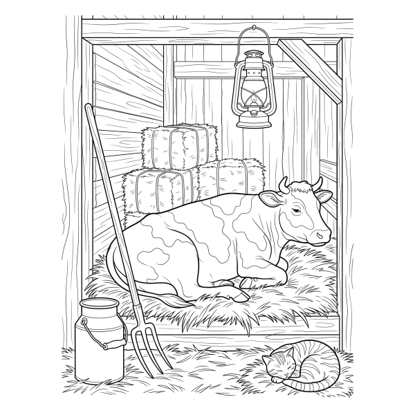 Coloriage Coloriage Vache dans l'Étable à imprimer
